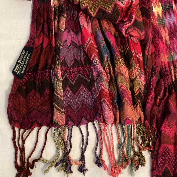 Scarf zigzag chevron 100% rayon boho multi color - Picture 2 of 16